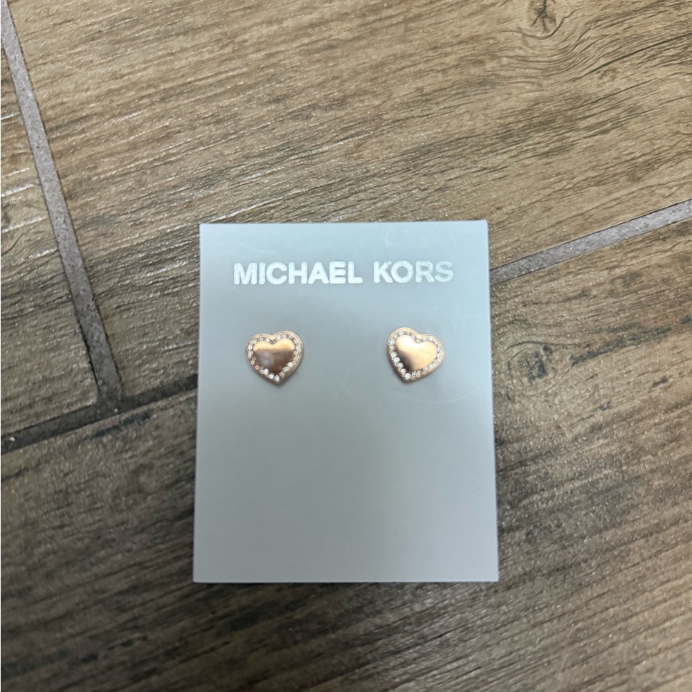 Michael Kors Rose Gold Heart Stud Earrings